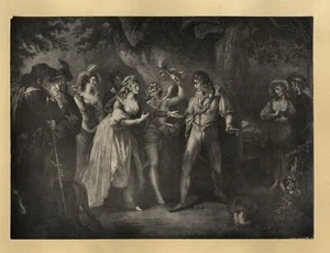 Shakespeare As You Like it: 1874 Genuine Woodburytype Rosalind, Orlando, Celia + - Picture 1 of 2
