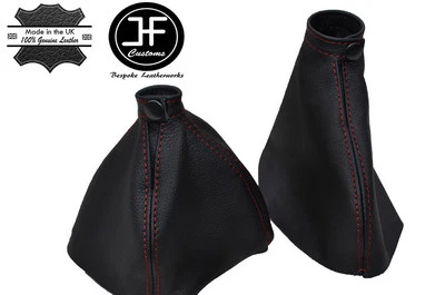 RED STITCH FITS ALFA ROMEO SPIDER 2006-2010 BLACK LEATHER SHIFT EBRAKE BOOT - Image 1 of 3
