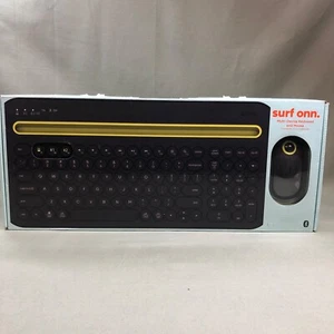 2021 Surf Onn Multi-Device Bluetooth Wireless Keyboard and Mouse Gray and Yellow - Picture 1 of 9