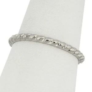 Solid 10K Women's White Gold Ring Gold Twist Ring Stacking Ring Midi Size 1-12 - Picture 1 of 9