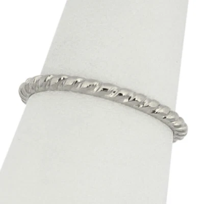 Solid 10K Women's White Gold Ring Gold Twist Ring Stacking Ring Midi Size 1-12 - Image 1 of 4