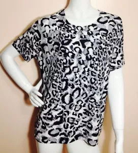JM Collection Women's New Plus 0X Cotton Black Animal Flow Print Blouse Top NWT - Picture 1 of 6
