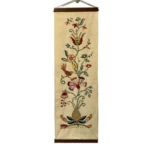 25x8 Vintage Crewelwork Crewel Arbeit Wandbehang bestickt Leinen - Bild 1 von 11