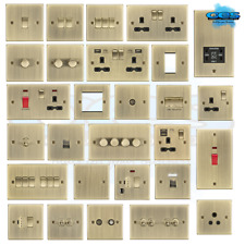 KNIGHTSBRIDGE SQUARE EDGE ANTIQUE BRASS SWITCHES AND SOCKETS BLACK INSERT