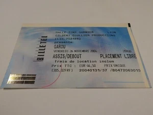 ALTES KONZERTTICKET GAROU - HALLE TONY GARNIER LYON 26.11.2004 - Bild 1 von 2