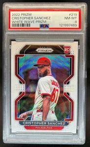 2022 Prizm Cristopher Sanchez RC White Wave Rookie #219 Phillies PSA 8 - Foto 1 di 2