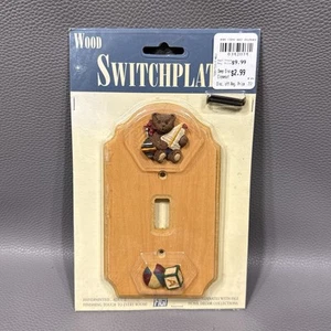 Kinderzimmer handbemalt Holz Teddybär & Spielzeug Einzelschalter Platte Abdeckung 1998 - Bild 1 von 2