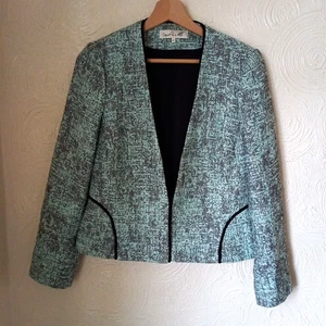 Damsel in a Dress UK 12 Women's Linen Mix Smart Collarless Blazer Jacket Green - Picture 1 of 6
