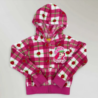 Strawberry Shortcake Girls Jacket Hooded Full Zip Red Hoodie Cartoon Y2K Size 5 - Image 1 of 4