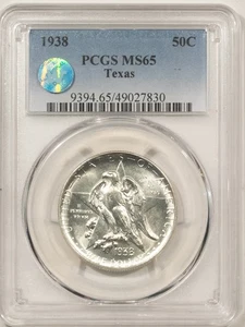 1938 TEXAS COMMEMORATIVE HALF DOLLAR - PCGS MS-65, BLAZING WHITE! SIGHT WHITE! - Picture 1 of 3