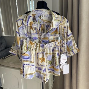 Neu mit Etikett Violet Sky Top & Shorts Set Damen Gr. L Strand Pool Urlaub Schwimmen Überziehen - Bild 1 von 7