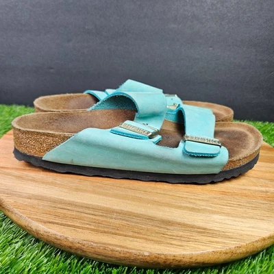 Birkenstock Arizona Sandals Women 8-8.5 EU 39 Blue Suede Leather Made Germany - Image 1 of 4