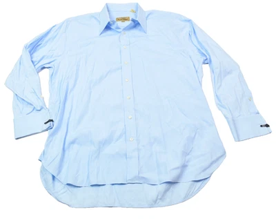 Paul Stuart French-Cuff Shirt Mens 17.5 Blue Long Sleeve Button-Up Cotton - Изображение 1 из 4