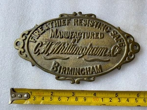 ANTIQUE C H WHITTINGHAM BIRMINGHAM BRASS SAFE PLATE PLAQUE RARE VINTAGE UNUSUAL - Picture 1 of 4