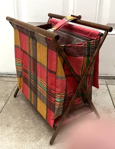 Holz klappbar Nähkorb Stoff/Holz Garn Caddy Halter Stricken Vintage - Bild 1 von 14