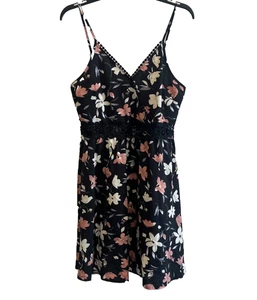 Shein Damen schwarz Blumen Sommerkleid Empire Taille mit Spitze Größe L 8-10 - Bild 1 von 17
