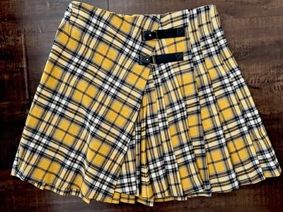 NUEVO SIN ETIQUETAS MAJE Minifalda Plisada a Cuadros Preppy Cuero Hebilla Academia talla 38 6 EE. UU. Foto 1 de 4