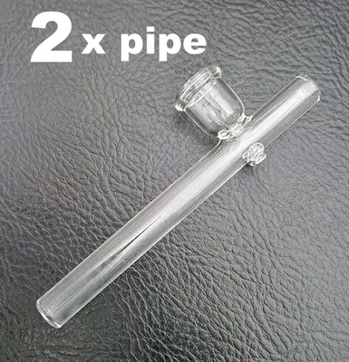 2Pcs CLEAR 4" SMOKING SMOKE GLASS PIPE TOBACCO TOP QUALITY PIPE UK FREE POST