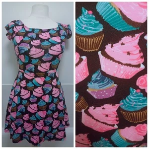 Small Medium Cute Kawaii Jersey t-shirt Mini Dress Cupcakes fabric Stretch 🧁 - Picture 1 of 9