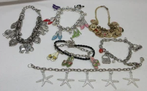LOT CHARM BRACELETS ASSORTED LOT CHAIN STRETCH SHOE CHARMS MULTI COLOR #11 - Picture 1 of 9
