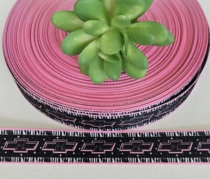 7/8” (1 YD) Chevrolet Grosgrain Ribbon Chevy Truck Pink Chevy Symbol Lanyard - Picture 1 of 1