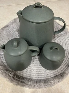 Crate and Barrel Linden Kathleen Wills green teapot sugar creamer - Picture 1 of 6