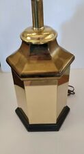Mid Century Brass Ginger Jar Paneled Lamp Hexagon Oriental Asian