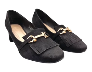 JD Williams Black Suedette Block Heel Court Shoes Wide Fit Women's UK Size 7 EEE - Picture 1 of 14