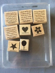 Estampación - Mini mensajes de estampación de 2 pasos - Juego de 8 estampillas de madera/caucho - Retirado - Imagen 1 de 2