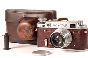 Lente Industar 26M 2,8/50 mm rara FED 2 reparada CLA ROJO OSCURO LEICA para cámara - Imagen 1 de 14