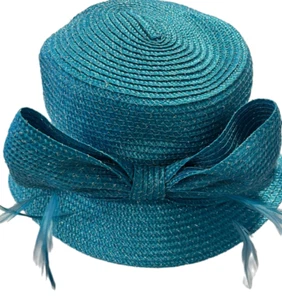 August Hat Company Metallic Bow Cloche Hat, Turquoise - Picture 1 of 2
