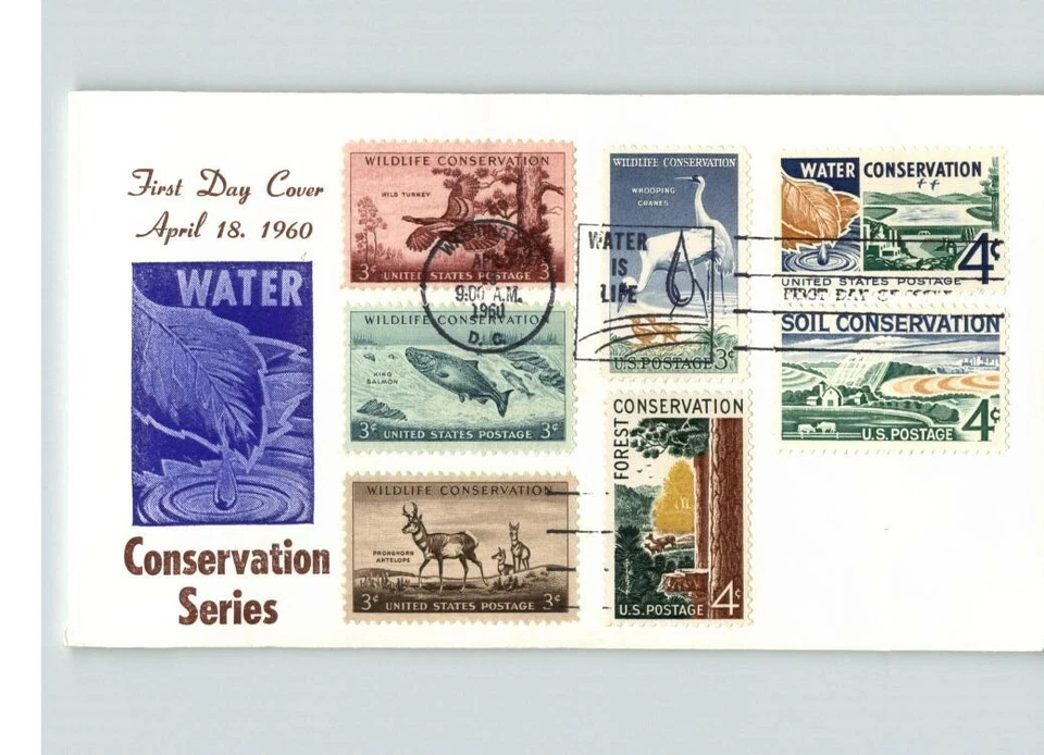 CONSERVATION SERIES; Water, Soil, Forest, Wildlife, COMBO First Day of Issue - Image 1 of 1