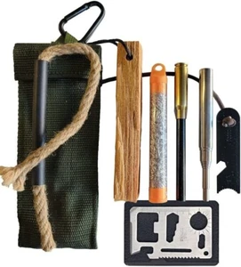 Survival Fire Starting Kit Fatwood Ferro Rod Striker Kaeser Wilderness - Picture 1 of 11
