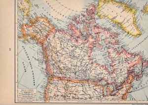 Historische Landkarte Britisch-Nordamerika Alaska Oestergaards Handatlas - Bild 1 von 1