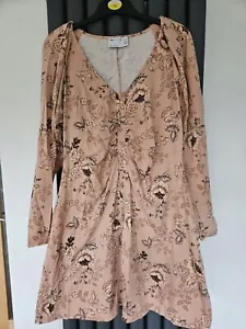 Womens ASOS Design Size 12 Maternity Mini Dress With Ruching Detail Pink floral - Picture 1 of 9