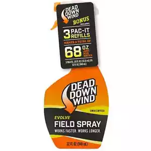 Dead Down Wind Field Spray Combo 32oz + 3 Pac-It Refills – Odor Eliminator - Picture 1 of 5