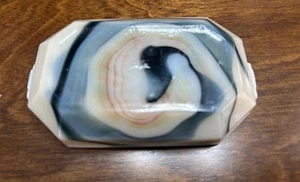 UV Akro Agate | Short Tab ASHTRAY | Glass Ash tray Oxblood Black Tan - Picture 1 of 2