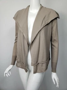 Cárdigan ELIE TAHARI Sabria miel arce beige merino drapeado lana abierta talla XS NUEVO CON ETIQUETAS - Imagen 1 de 4