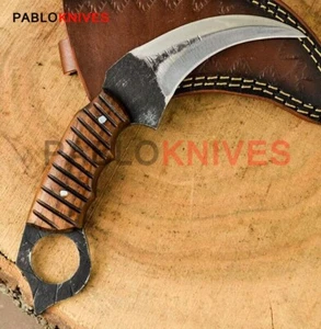 12" Rare Hand Forged Carbon Steel Hunting Viking Karambit Knife Wood Handle - Picture 1 of 1
