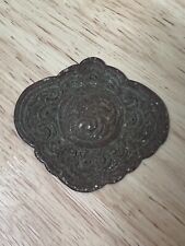 ANTIQUE MONGOLIAN BUDDHIST HAND  CHASED brass saddle ornament