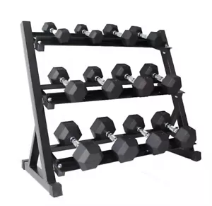 Dumbbell Rack Weight Stand Storage Hex 3 Tier Wide Heavy Duty Home Gym Fitness - Picture 1 of 5