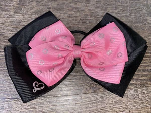 JoJo Siwa Pink Black Ponytail Holder Dance You Be You Hair Bow Guc - Picture 1 of 3