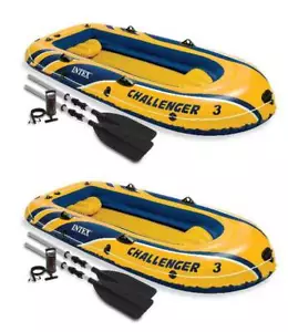 Intex Challenger 3 aufblasbares Wasserfloßboot Set mit Pumpe und Rudern, (2er-Pack) - Bild 1 von 5