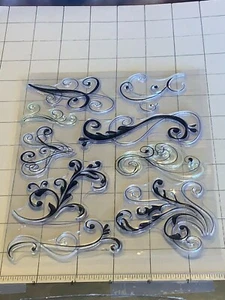 Clear Acrylic Stamps- SWIRLS FLOURISHES lot 146 - Picture 1 of 2