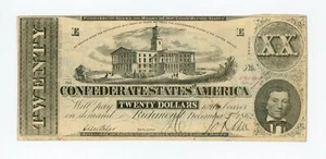 1862 T-51 $20 The Confederate States of America Note - CIVIL WAR Era - Picture 1 of 2