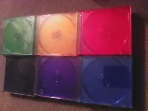 6 LOT BUNDLE ASSORTED COLORED OR ALL THE SAME COLORS, SLIM " CD's/MOVIES " CASES - Picture 1 of 4