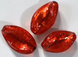 Cuentas de cuentas de vidrio de Murano veneciano: 3 hojas de lámina naranja y dorada torcidas 22 mm (#9) - Imagen 1 de 6