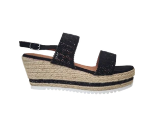 SANDALI SCARPE DONNA GARDINI SPIRIT 3508511 CAMOSCIO SINTETICO NERO ZEPPA ALTA - Foto 1 di 7