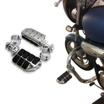 Abrazaderas de barra de choque pedales estriberas de carretera de 1-1/4" para motocicleta Harley Davidson Foto 1 de 4