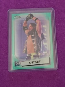 WWE Topps Chrome 2021 AJ Styles verde serie numerada 89/150 - Imagen 1 de 3